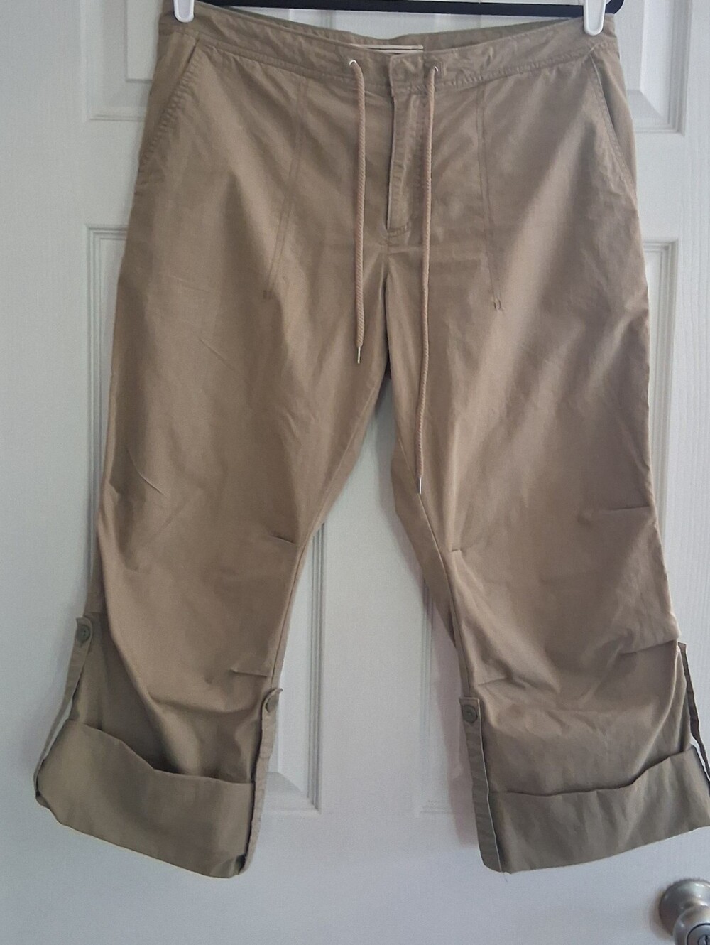 GAP Womens Khaki Pants With Cuff Roll Buttons Quick Dry Large